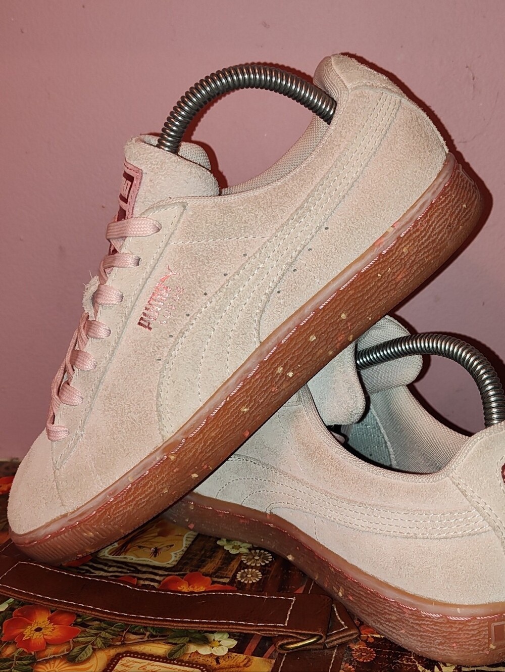 Women's Pink Suede Puma Shoes, Sz 8
